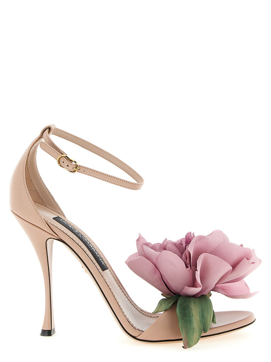 Dolce & Gabbana Bouquet Sandals — Pink Leather 2026