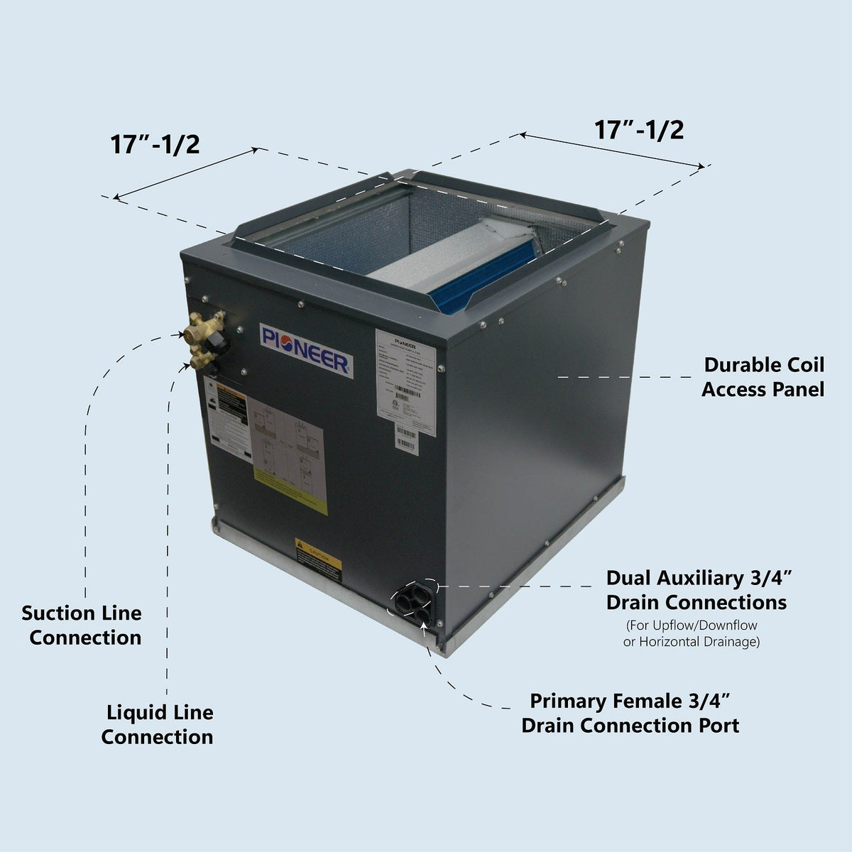 Pioneer 42,000~60,000 BTU Furnace-Connect Multi-Position Cased AC Heat Pump A-Coil - AR4260-UFX18HC