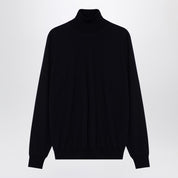 Pull col roulé en laine bleu Drumohr