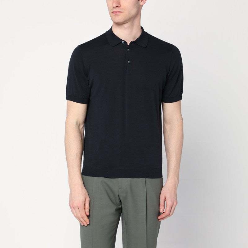 Drumohr Navy blue cotton polo shirt