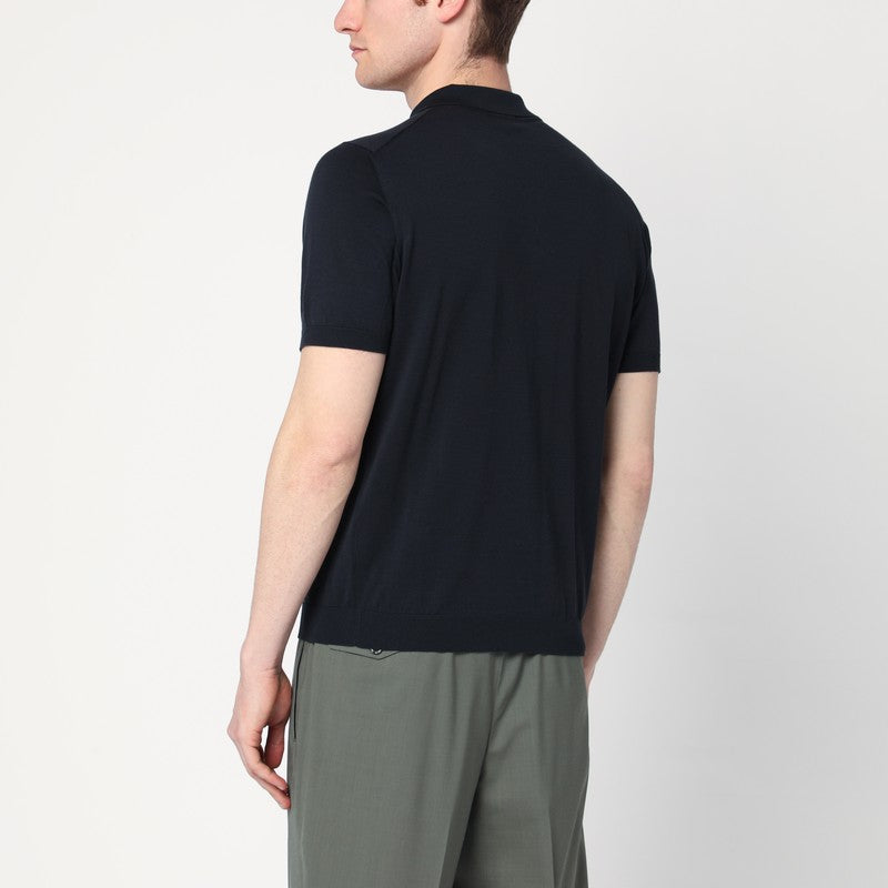 Drumohr Navy blue cotton polo shirt