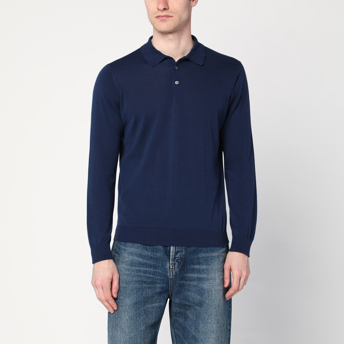 Polo en coton bleu Drumohr