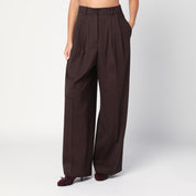 P.A.R.O.S.H. Brown palazzo trousers in gabardine