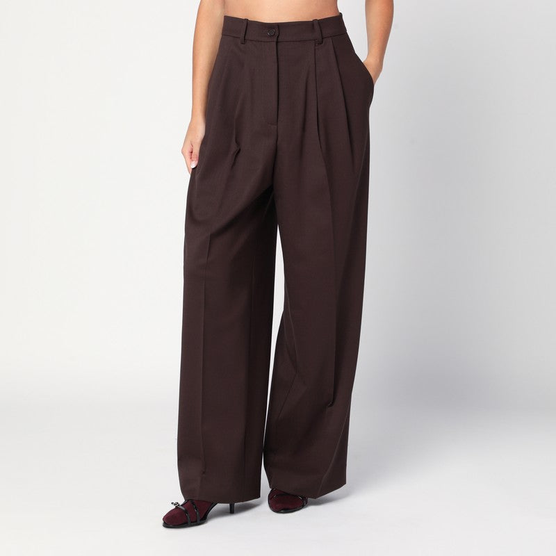 P.A.R.O.S.H. Brown palazzo trousers in gabardine
