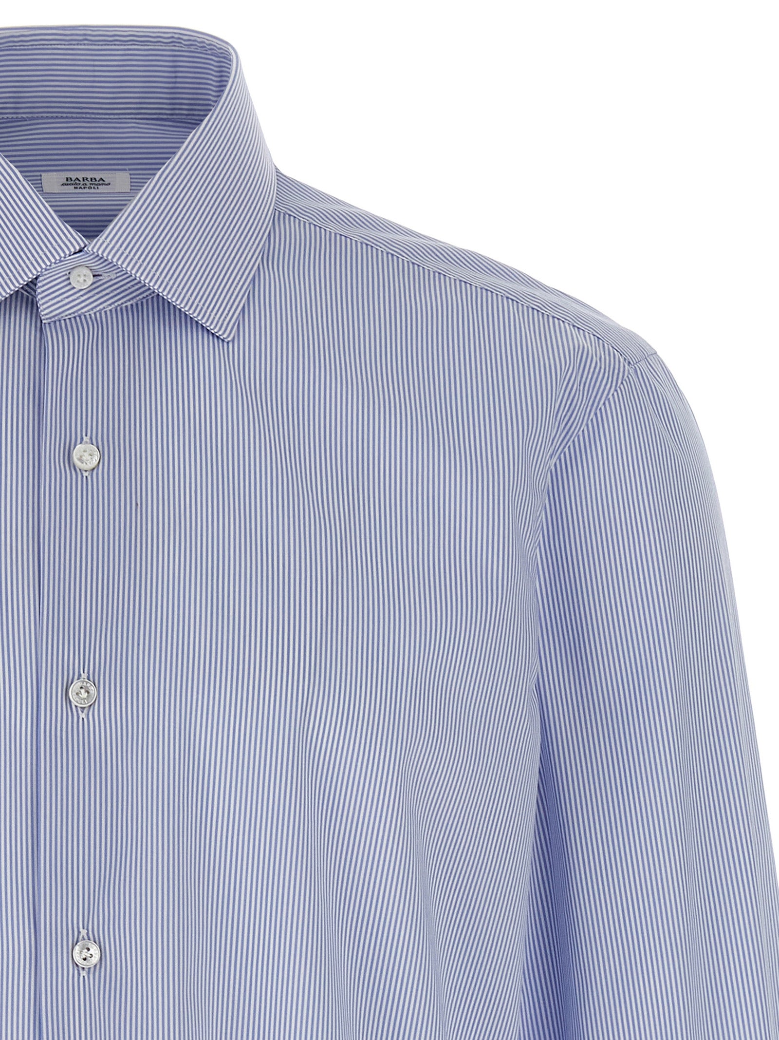 Barba Striped Shirt — Light Blue Cotton Poplin