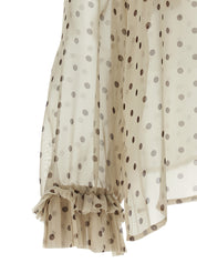 P.A.R.O.S.H. Pallina Blouse — Beige Pleated V‑Neck