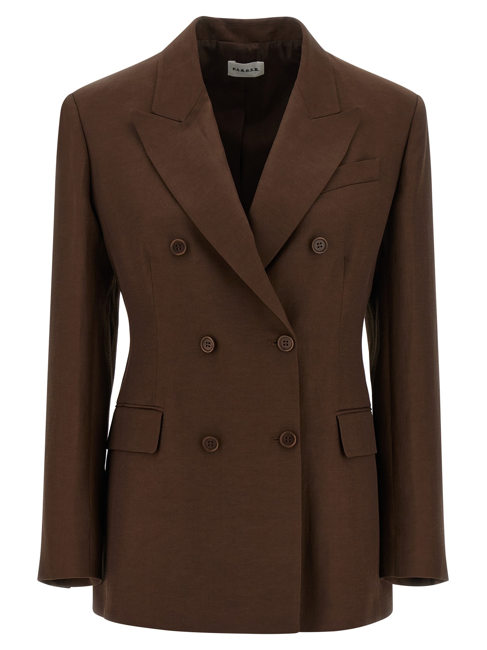 P.A.R.O.S.H. Raisa Linen Blend Blazer for Women — Brown
