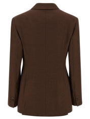 P.A.R.O.S.H. Raisa Linen Blend Blazer for Women — Brown