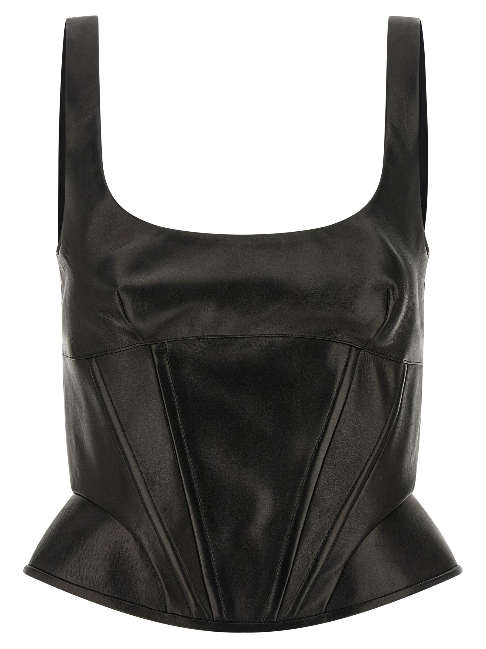 Ermanno Scervino Peplos Leather Top