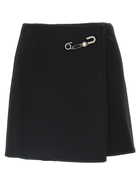Ermanno Scervino Jewel Pin Skirt - Wool Mini, Black