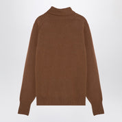 Pull col roulé en laine couleur camel Drumohr