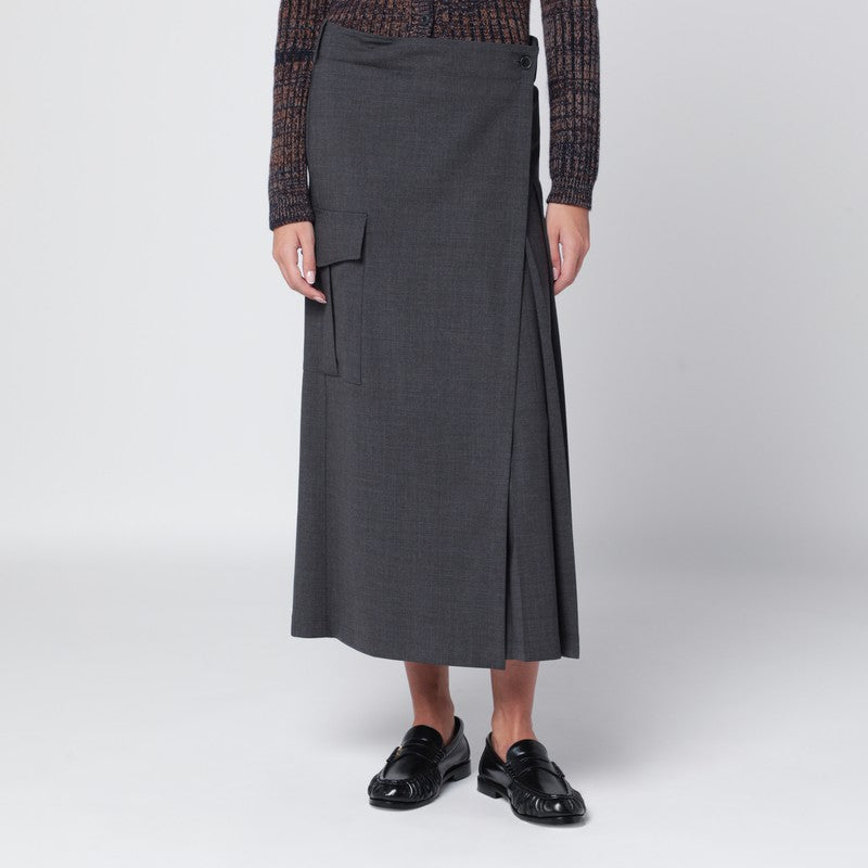 P.A.R.O.S.H. Grey wool wrap skirt