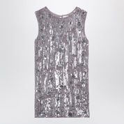 P.A.R.O.S.H. Grey mélange mini dress with micro sequins