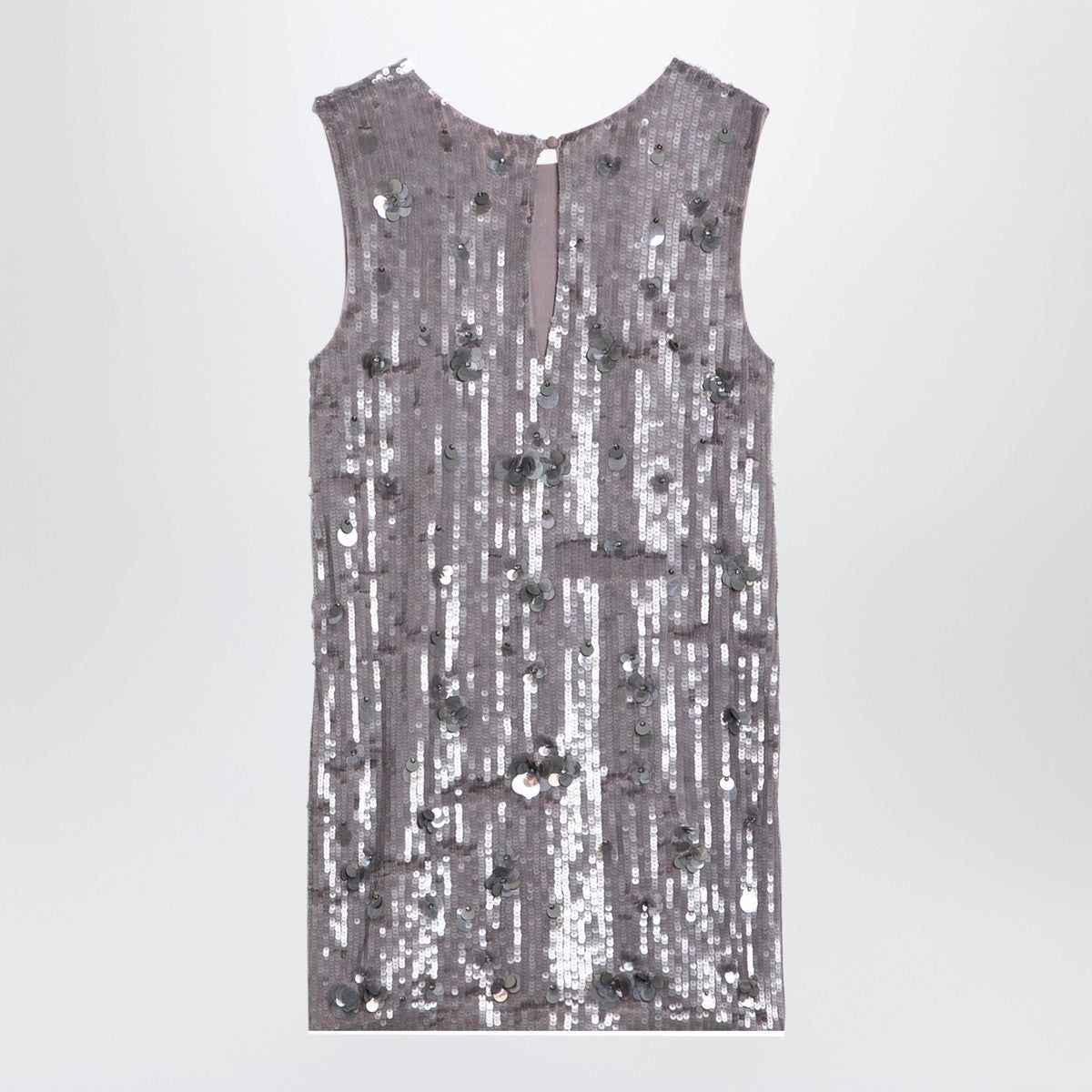 P.A.R.O.S.H. Grey mélange mini dress with micro sequins