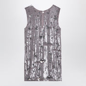 P.A.R.O.S.H. Grey mélange mini dress with micro sequins