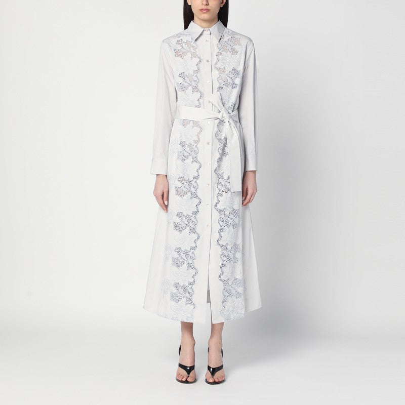 P.A.R.O.S.H. Light grey shirt dress with embroidery