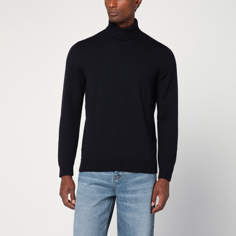 Drumohr Navy blue wool turtleneck sweater