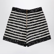 Balmain Black/white striped sequin shorts
