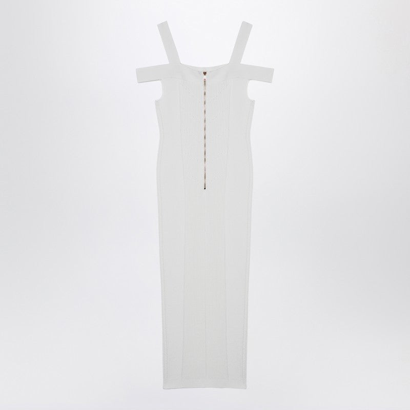 Balmain White knit dress with double straps