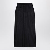 Grey pinstripe wool-blend skirt — high-waist tailored elegance