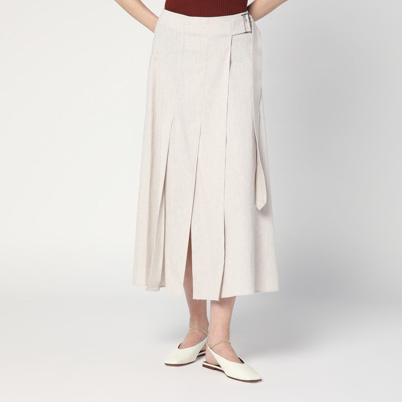 Grey mélange linen blend skirt — DEPARTMENT 5 Traxs
