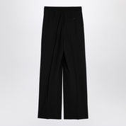Black wool-blend trousers with elasticated waist