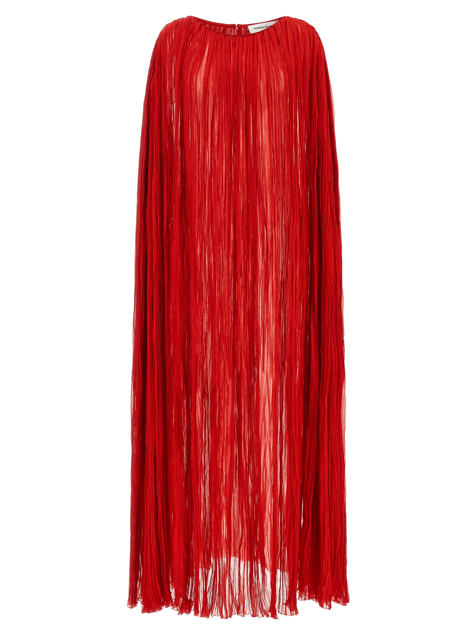 Federica Bonifaci Pleated Cape Dress - Red, One Size