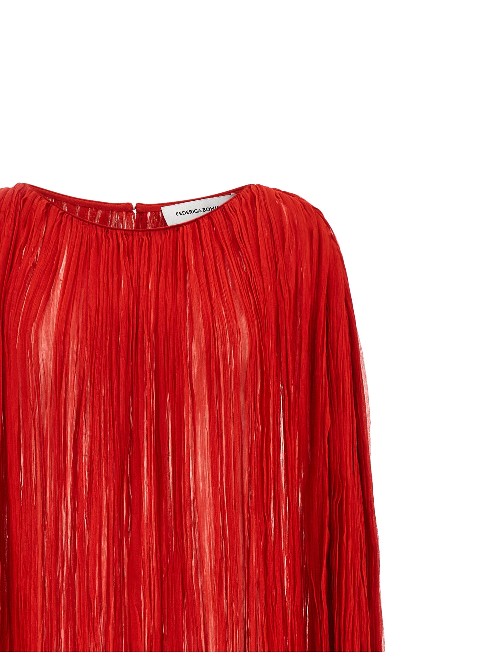 Federica Bonifaci Pleated Cape Dress - Red, One Size