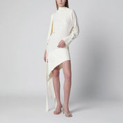 Francesco Murano White Asymmetric Silk-Blend Dress — New