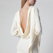 Francesco Murano White Asymmetric Silk-Blend Dress — New