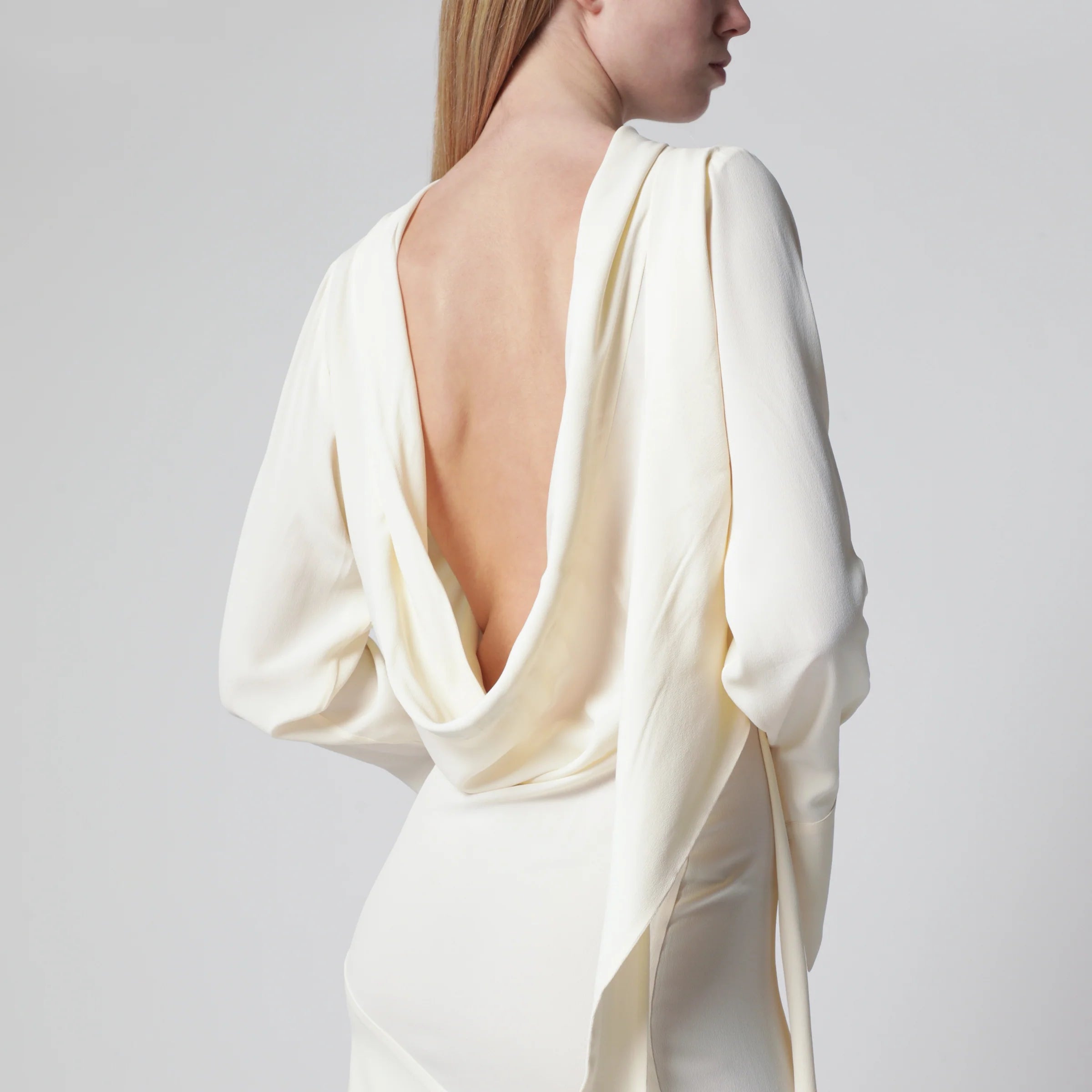 Francesco Murano White Asymmetric Silk-Blend Dress — New