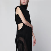 Francesco Murano Long black one-shoulder silk dress