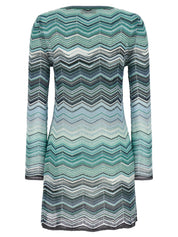 Missoni Chevron Lamé Dress — Green Mini Dress