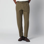 Santaniello Olive Green Trousers — Cotton Blend | Aumifour