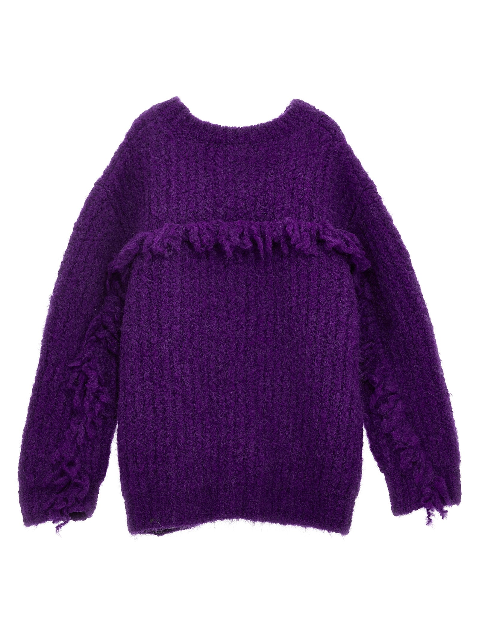 Douuod Fringed Sweater — Purple Knitwear for Adults