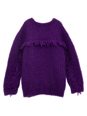 Douuod Fringed Sweater — Purple Knitwear for Adults