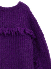 Douuod Fringed Sweater — Purple Knitwear for Adults