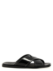 Church's Oriyah Met Sandals — Black Leather Micro-Stud