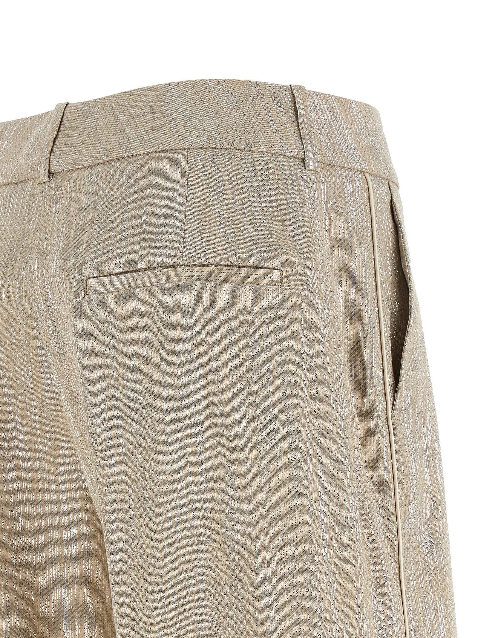Peserico Lamé Thread Trousers — Wide Beige Fit