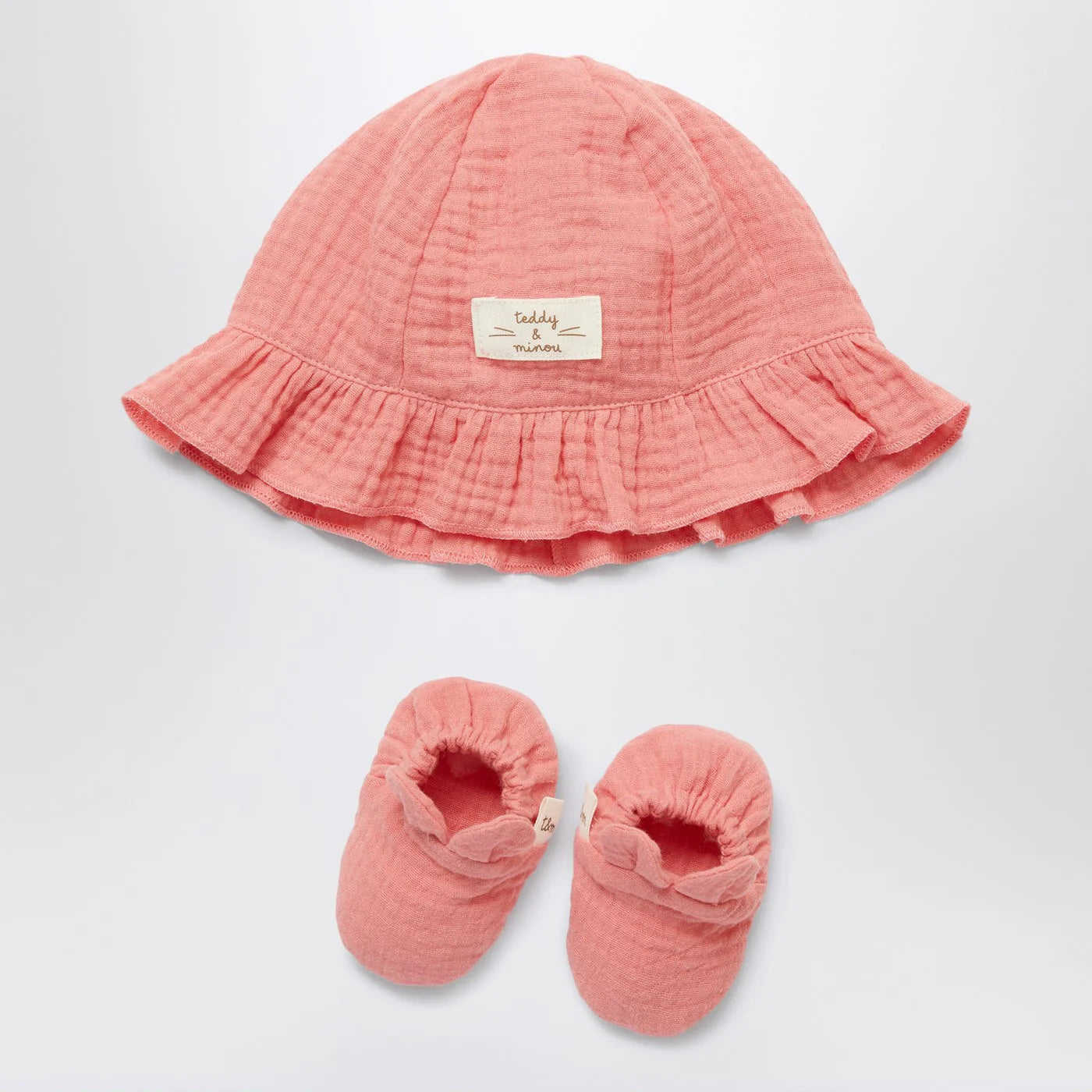 Teddy & Minou Peony Pink Hat & Booties Set — Shoes Accessories