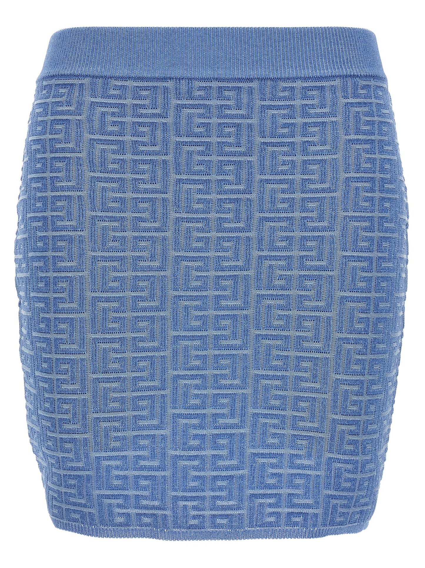 Balmain Pb Mini Skirt — Light Blue High-Waist