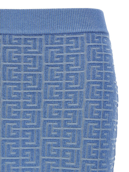 Balmain Pb Mini Skirt — Light Blue High-Waist