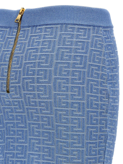Balmain Pb Mini Skirt — Light Blue High-Waist