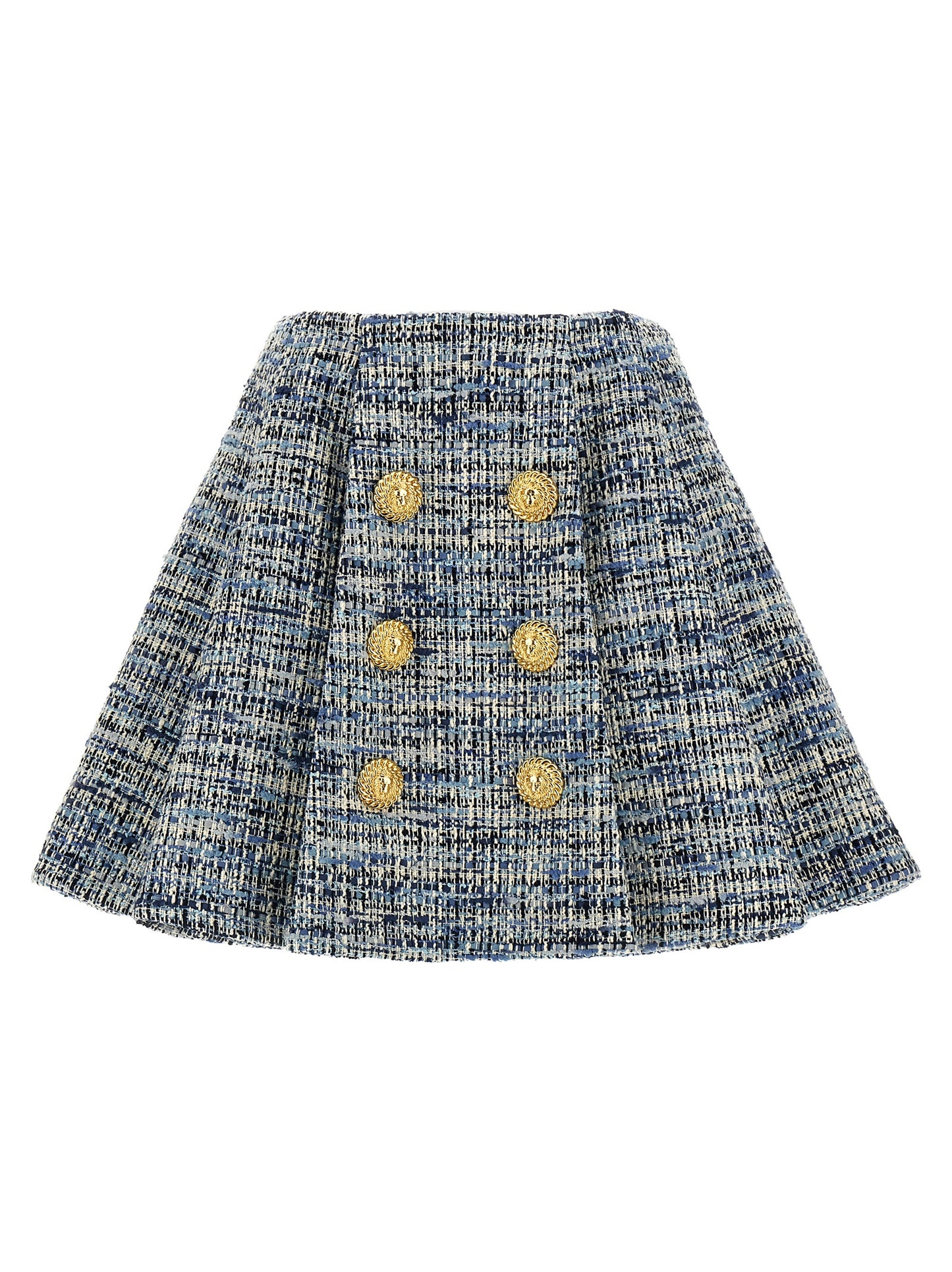 Balmain Tweed Skirt — High-Waist Mini Skirt, Blue