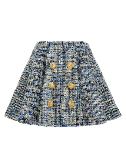 Balmain Tweed Skirt — High-Waist Mini Skirt, Blue