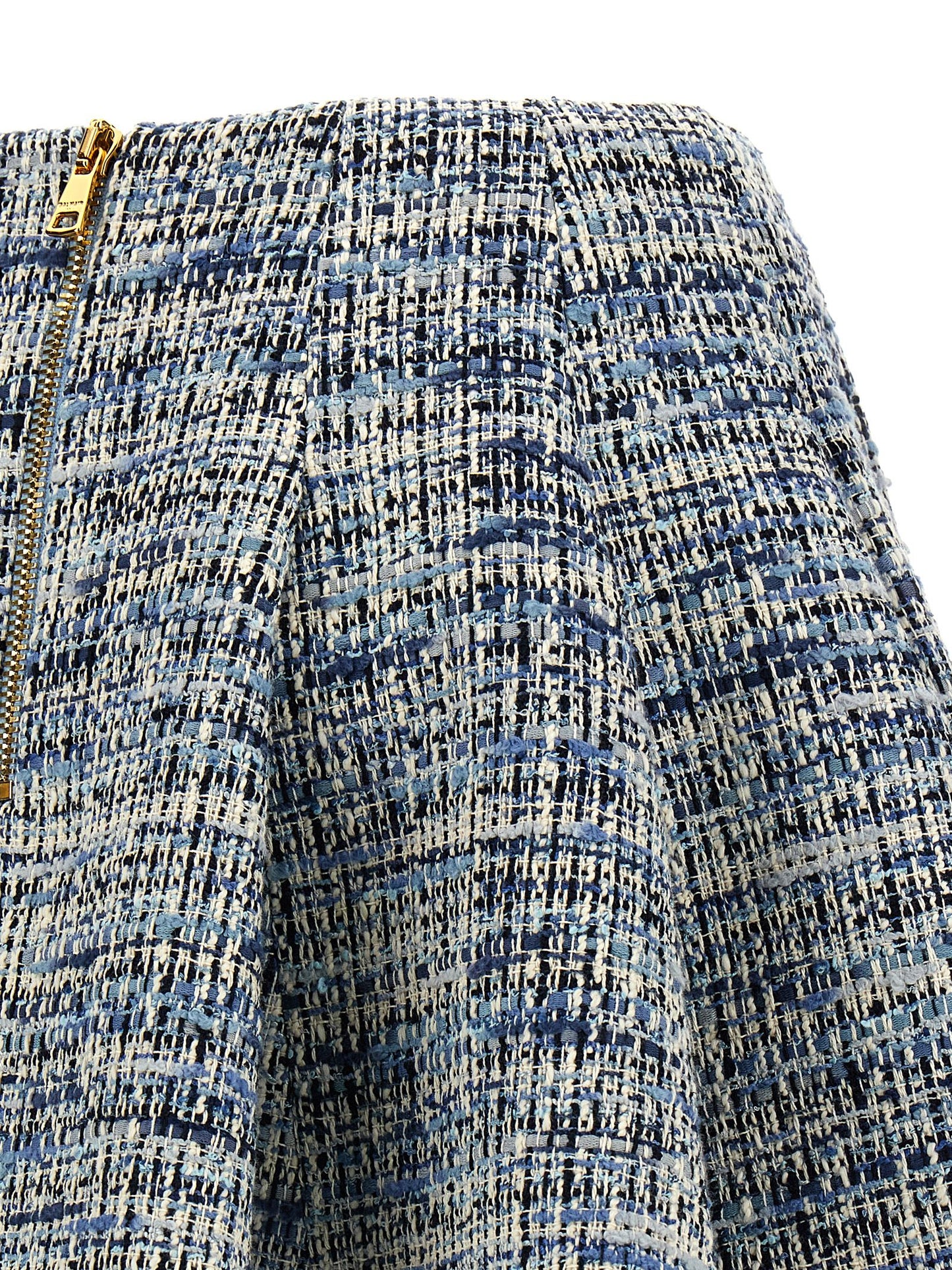 Balmain Tweed Skirt — High-Waist Mini Skirt, Blue