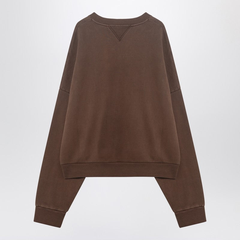 Sudadera marrón de algodón con cuello redondo de Entire Studios