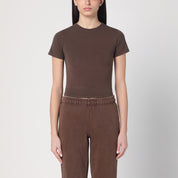 Brown Cropped Cotton T‑Shirt — Entire Studios