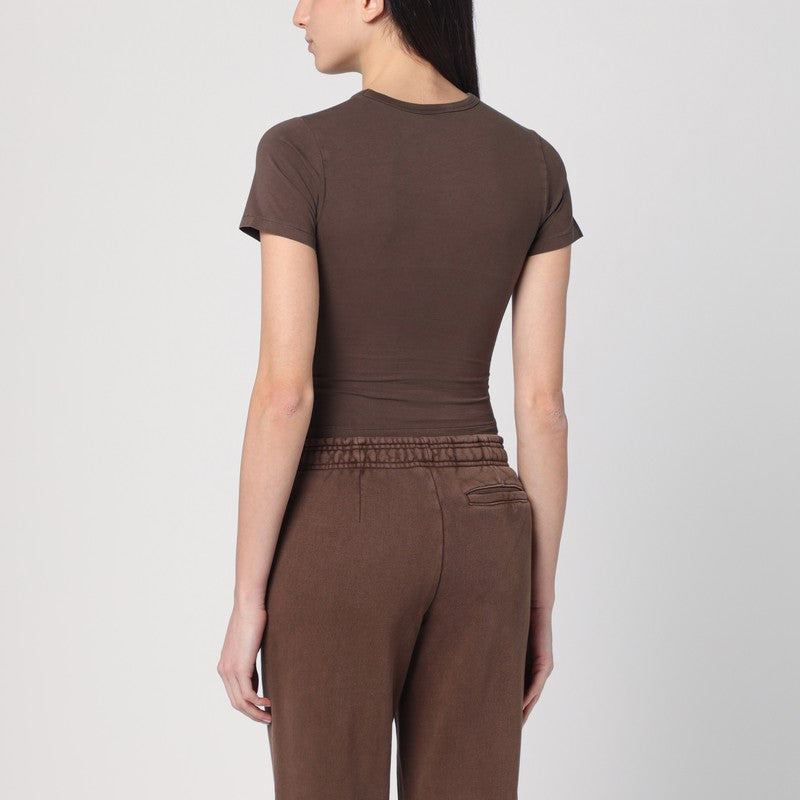 Brown Cropped Cotton T‑Shirt — Entire Studios