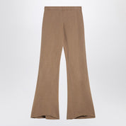 Beige Cotton Flared Trousers — Entire Studios
